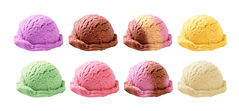 Delicious Ice Cream Scoops in Various Flavors for Design Projects