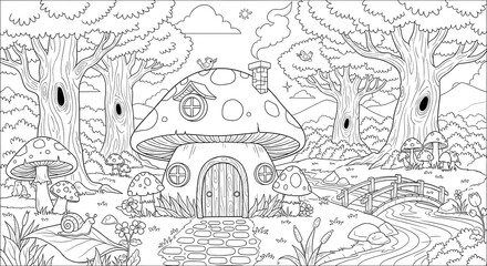 Obraz premium Fairy tale dwelling for a creative activity page
