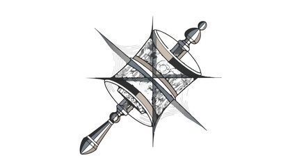 Obraz premium Intricate compass rose design with a spiritual prayer wheel element