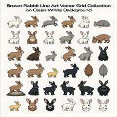 Fototapeta premium Brown Rabbit Illustration Isolated on White Background