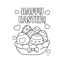 Joyful Black Happy Easter Basket Eggs Hearts Bow Icon