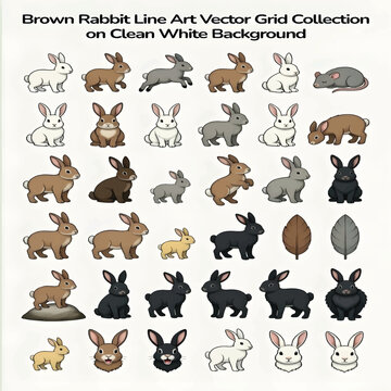 Brown Rabbit Illustration Isolated on White Background