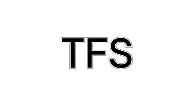 A simple and clean bold typographic design featuring the letters TFS