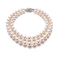 Obraz premium Double Strand Pearl Necklace Isolated on White Background