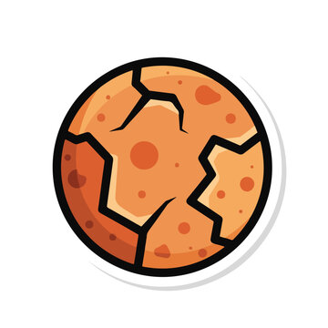 A cracked orange circle with brown spots