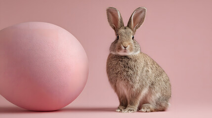 Obraz premium Rabbit next to pink egg