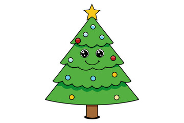 Fototapeta premium Christmas tree white background 