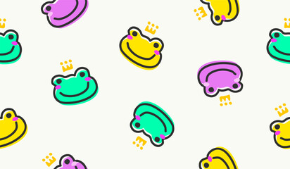 Fototapeta premium Cute frog pattern background vector design