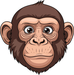 Fototapeta premium Cartoon Monkey Face with Surprised Expression.