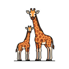Naklejka premium Cartoon giraffe pair illustration