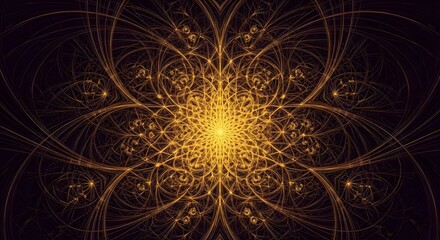 Fototapeta premium Vibrant golden light abstract art with intricate patterns and shapes