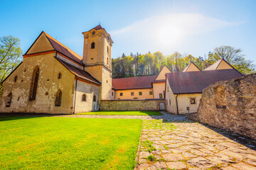 Medieval monastery Cerveny Klastor near Peak Tri Koruny or Trzy Korony in Pieniny National park in Slovakia and Poland © Zedspider
