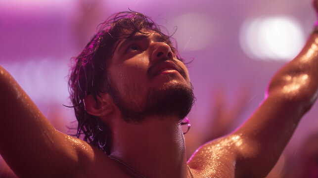 Man enjoying Tecate Pa&rsquo;l Norte Festival in Mexico with joyful expression
