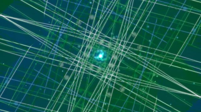 Futuristic Network Visualization with Lines and Grid.