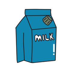A simple illustration of a milk carton box filled with milk in a home