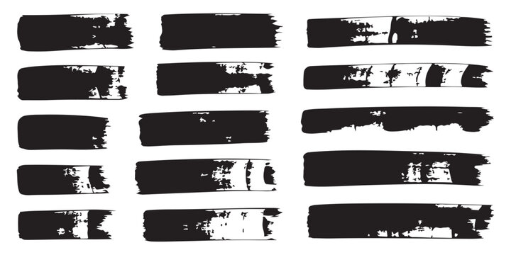 Collection of abstract grunge brush strokes and paint splatters for design elements