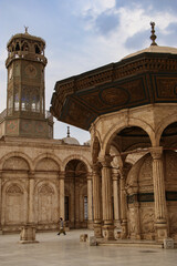 Fototapeta premium Tourist walking in the Mosque Muhammad Ali