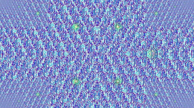 Intricate digital pattern with repetitive geometric shapes in shades of blue and purple, creating a complex, textured, and symmetrical abstract design.
