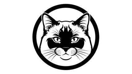 Fototapeta premium Siamese Cat Face Logo Emblem Black and White Vector Art