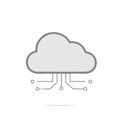 Cloud computing technology concept icon with digital circuit network connections