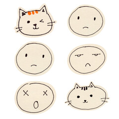 Cute Cat Faces and Sad Emoji Emoticons Sticker Set For Crafts And Decorations