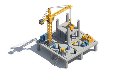 Industrial Crane Equipment 3D Rendering.