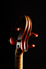 Leandro Biaggi master violin on dark background, luxury classical string instrument close-up, Italian craftsmanship concept