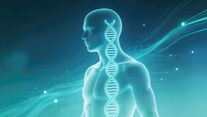 Human body anatomy and dna structure showcasing healthcare and medical research advancement