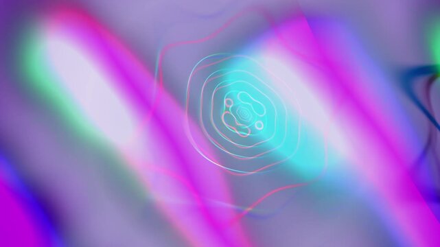 Vibrant abstract background with neon lights and swirling patterns.