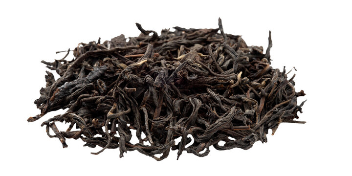 Pile of black tea on transparent background.