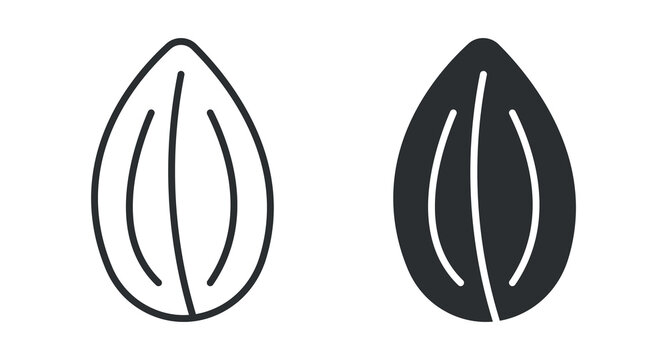 Cocoa bean icon set, coffee seed symbol, organic food ingredient sign, natural product vector illustration