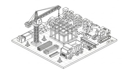 Industrial Factory Building Construction Site.