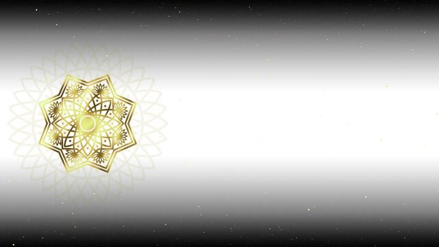ramadan pattern in white background color featured with golden mandala and particle seamless looping. these premium design for ramdan eid mubarak greeting and wedding events.