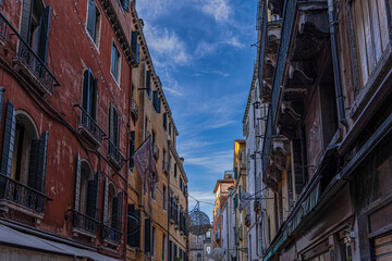 Beautiful architecture of narrow streets of Venice city