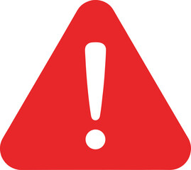 Red warning triangle icon with exclamation mark, danger alert symbol, hazard notification sign, isolated vector illustration on white background
