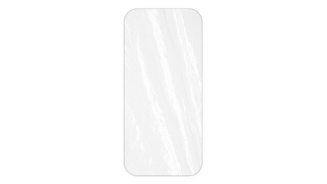 Transparent glass frame in the form of a telephone with soft reflections and realistic glare isolated on transparent background.