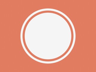 Minimalist white circle frame on a vibrant solid orange background