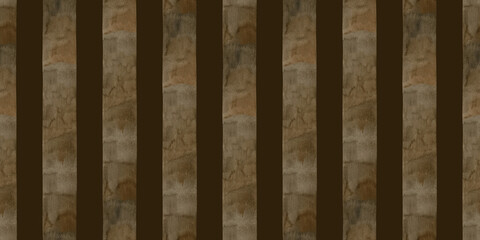 Hand painted illustration watercolor brown stripes on dark background vertical. Stripe seamless pattern. Plaid material. Fabric, sketchbook, wallpaper, wrapping paper, bags, for cards, banner.