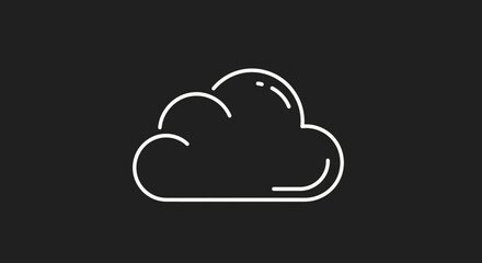 Simple Outline Cloud Icon on Dark Background.