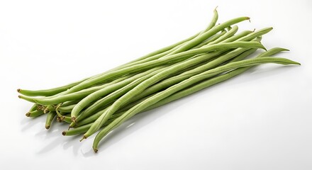 Fototapeta premium Fresh green okra pods displayed neatly on a clean white background.