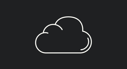 Simple White Cloud Icon on Dark Background.