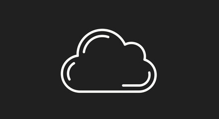 Simple White Cloud Icon on Dark Background.