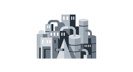 Industrial Factory Buildings and Pipes.