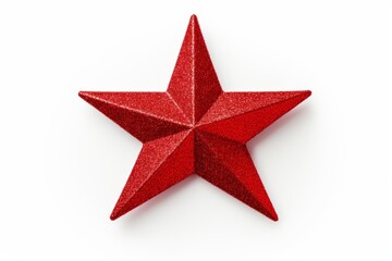 Fototapeta premium Red glitter five pointed star representing christmas, celebration, and holidays