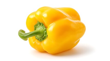 Bright Yellow Bell Pepper Isolated on White Background