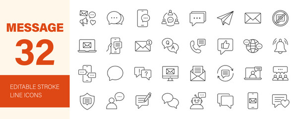 Message icon set. Editable line icons. Vector illustration. © Dear Lala