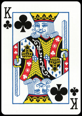 King of Clubs Playing Card Isolated on White Background &ndash; Classic Black Suit Casino Game Symbol