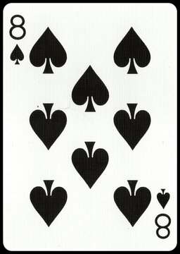 Minimalist Eight of Spades Playing Card Isolated on White Background
