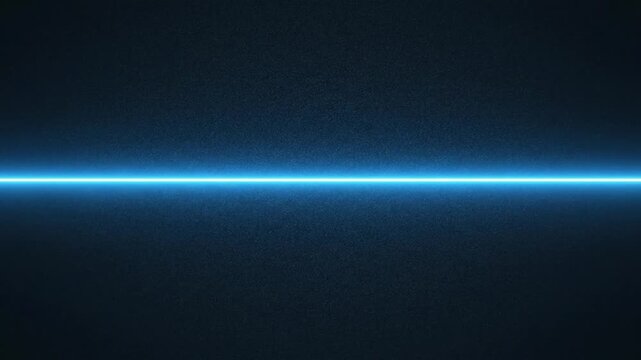 Horizontal blue light streak across a dark background with a glowing effect and sharp focus.