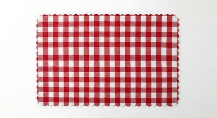 Fototapeta premium A vibrant red and white checkered fabric with a scalloped edge
